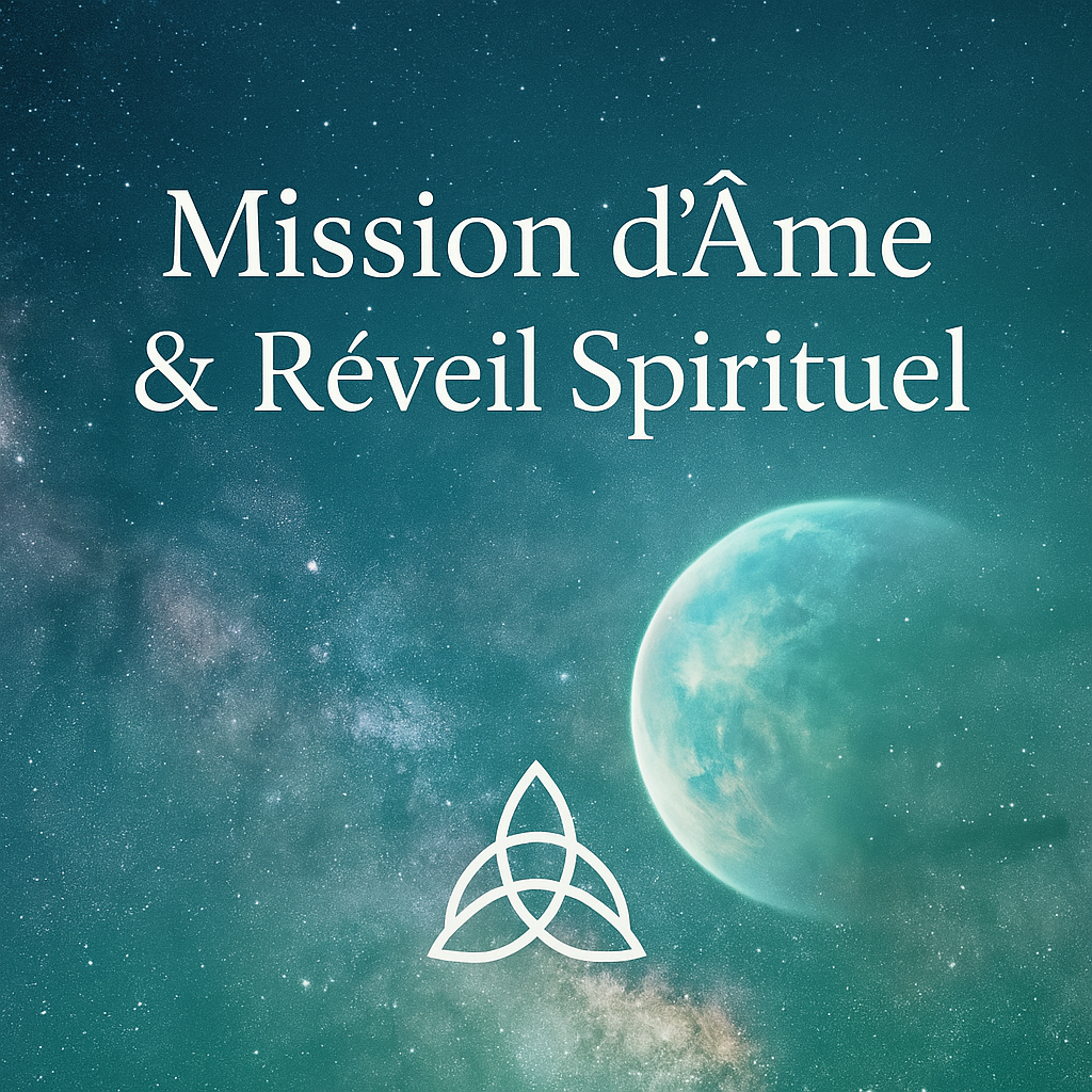 Visuel sacré de l’atelier “Mission d’Âme & Réveil Spirituel” – fréquence galactique, constellation d’éveil et symbole Atlante de guidance divine