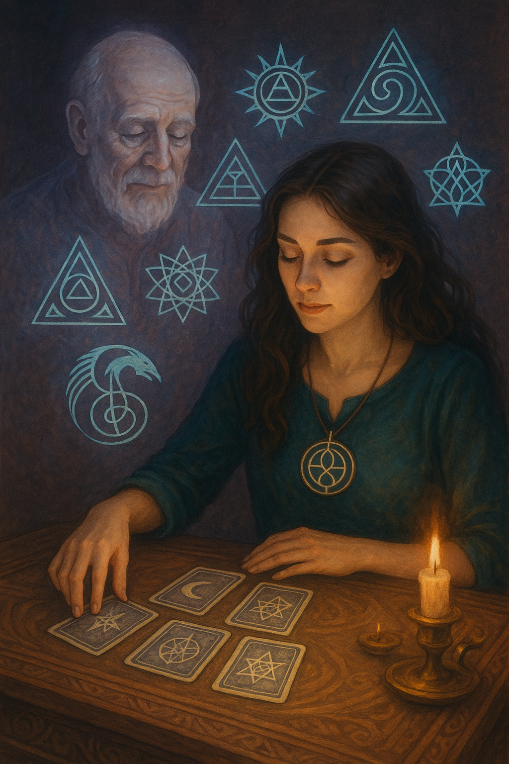 Personne connectée à un défunt ou à un dragon spirituel dans un rituel atlante sacré – Réveil de l’intuition et des dons