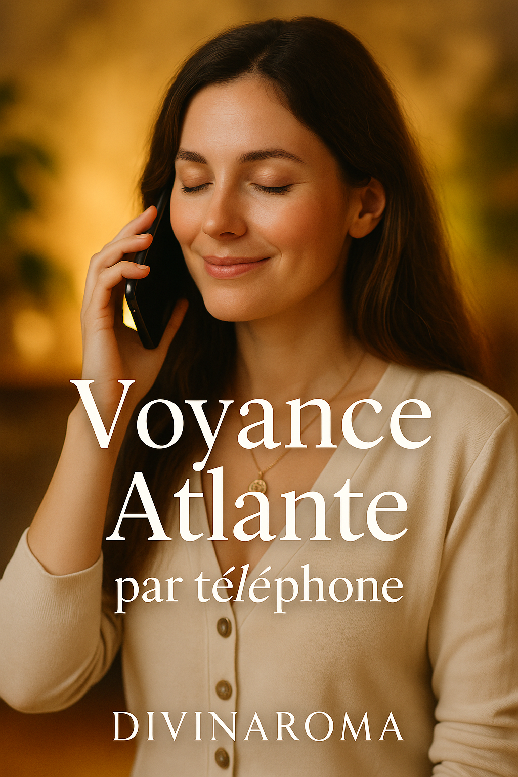 voyance atlante au telephone par la voix femme heureuse